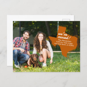Burnt Orange We've Moved - Dotted Texas Moving Postcard