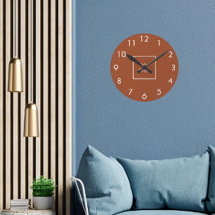 Burnt orange white business logo round clock