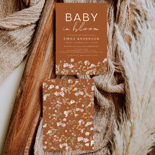 Burnt  Orange Wildflower Baby in Bloom Baby Shower Invitation