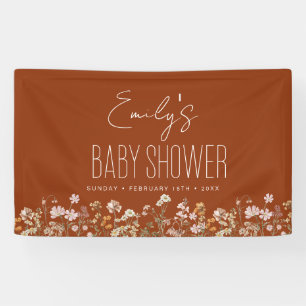 Burnt Orange Wildflower Boho Baby Shower Banner