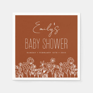 Burnt Orange Wildflower Boho Baby Shower In Bloom Napkin