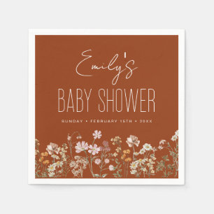 Burnt Orange Wildflower Boho Baby Shower In Bloom Napkin