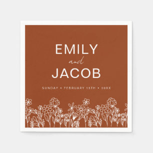 Burnt Orange Wildflower Boho Wedding In Bloom Napkin