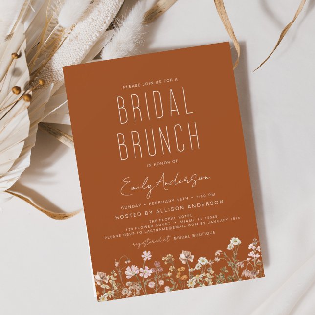 Burnt Orange Wildflower Bridal Brunch Invitation Flyer (Creator Uploaded)