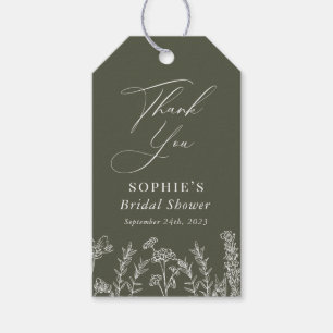 Burnt Orange Wildflower Bridal Shower Favour Gift  Tags