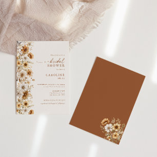 Burnt Orange Wildflower Bridal Shower Floral  Invitation