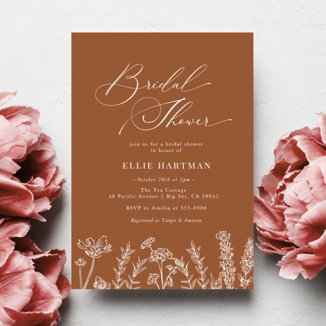 Burnt Orange Wildflower Bridal Shower Invitation (Creator Uploaded)
