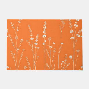 Burnt Orange Wildflower Minimal Pattern Doormat