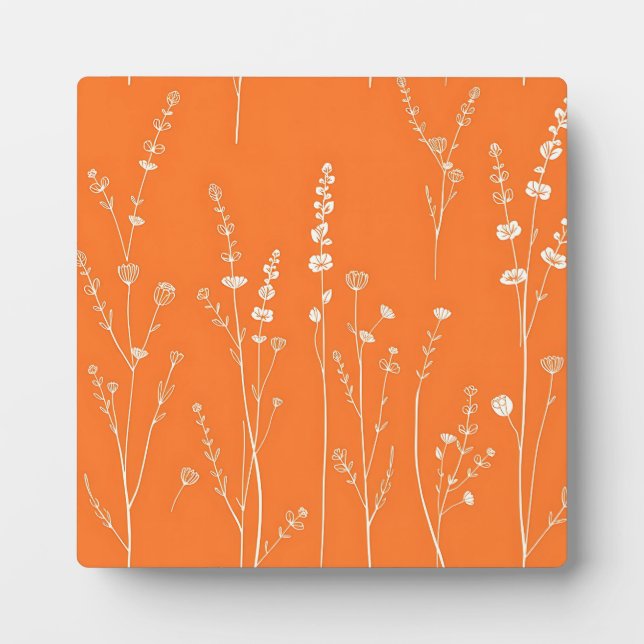 Burnt Orange Wildflower Minimal Pattern Plaque (Front)