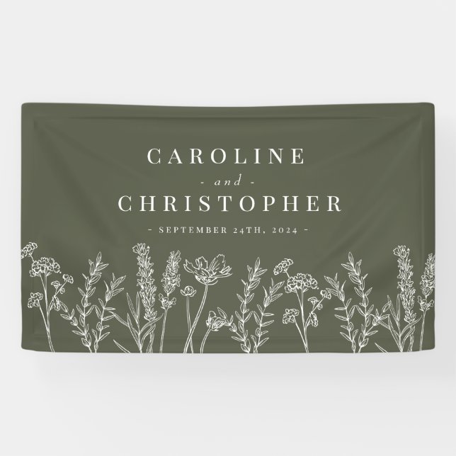 Burnt Orange Wildflower Wedding Banner (Horizontal)