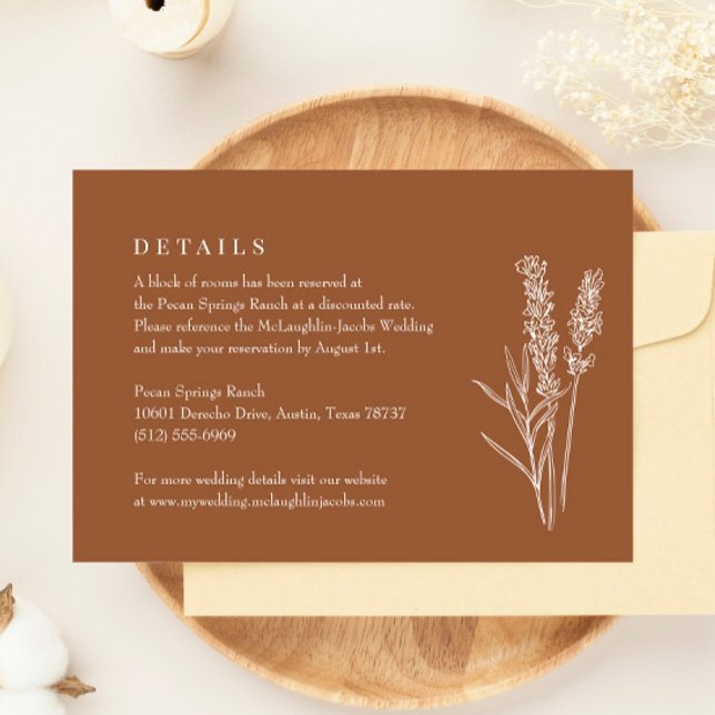 Burnt Orange Wildflower Wedding Details Enclosure RSVP Card (Creator Uploaded)