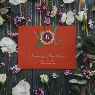 Burnt Orange Wildflower Wedding Envelope