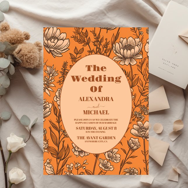 Burnt Orange Wildflowers Wedding Invitation (Creator Uploaded)