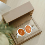 Burnt Orange with White Stylised Monogram Cufflinks<br><div class="desc">A pair of sterling silver plated, round cufflinks for the fashionable man that feature a trendy, burnt orange colour to match his outfit along with his name printed in white, upper case letters and superimposed with white, stylised initials. Personalise your cufflinks by editing and replacing name and initials as desired....</div>