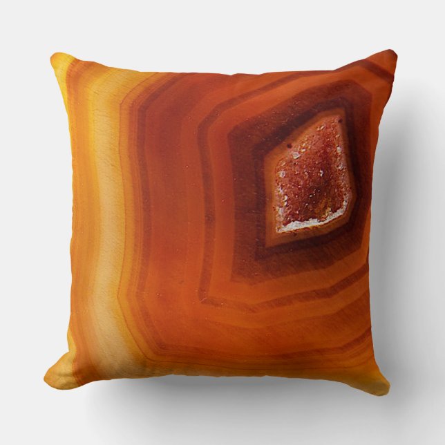 Burnt orange & yellow agate printed throw pillow (Front)