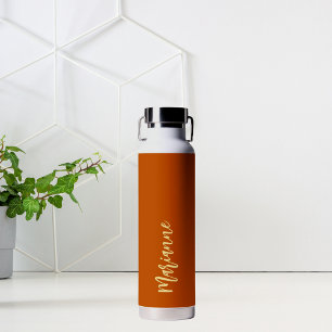 Burnt orange yellow custom name script water bottle