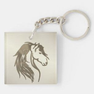 Burnt Platinum Horse Head Key Ring