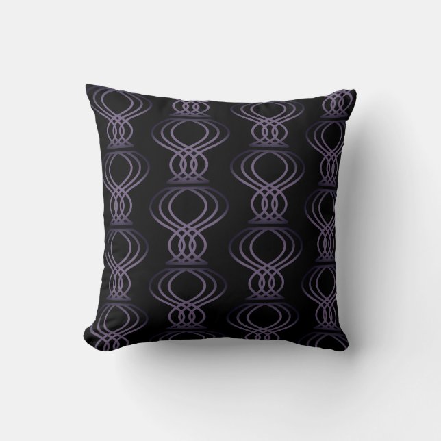 Burnt Purple and Black Finial Pattern Cushion (Front)