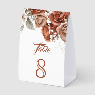 Burnt Roses Terracotta Floral Wedding Table Number