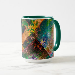 Burnt rustic colourful and messy image layers mug