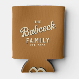 Burnt Sand Retro Family Name & Year Can Cooler