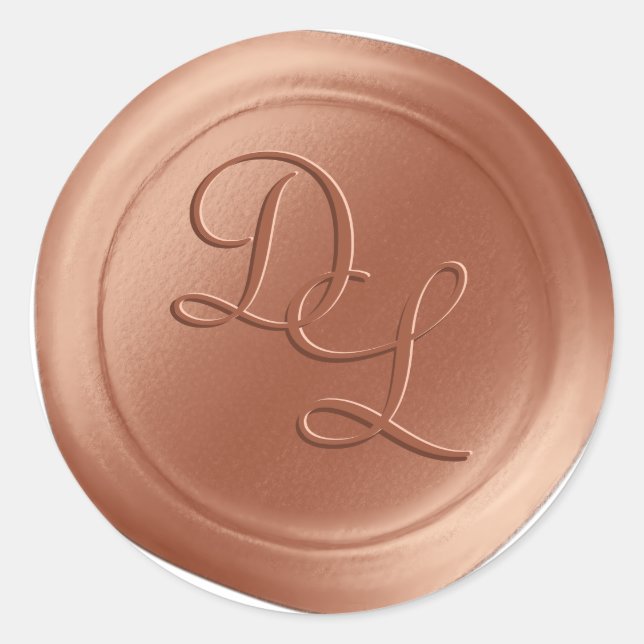Burnt Sienna 2 Letter Monogram Wax Seal Stickers (Front)