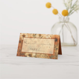 Burnt Sienna Boho Floral Elegant Wedding Write-In Place Card