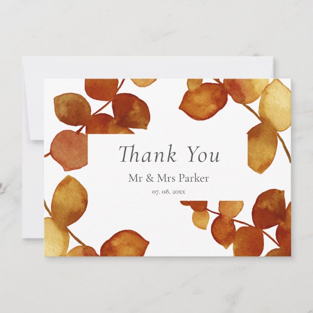 Burnt Sienna Eucalyptus Boho Thank You Card (Front)