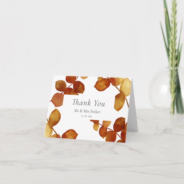 Burnt Sienna Eucalyptus Boho Thank You Card (Front)