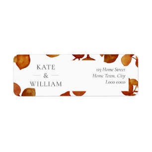 Burnt Sienna Eucalyptus Leaves Address Label