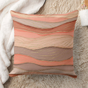 Burnt Sienna Marble with Gold Vein Accents Cushion