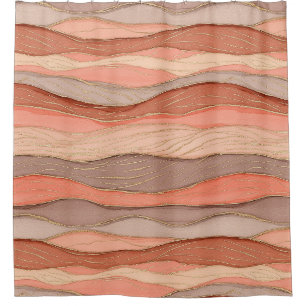 Burnt Sienna Marble with Gold Vein Accents Shower Curtain