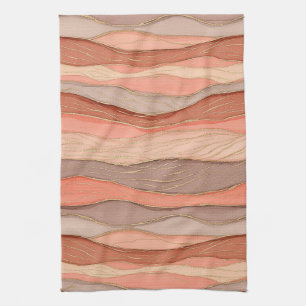 Burnt Sienna Marble with Gold Vein Accents Tea Towel