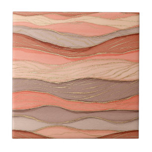 Burnt Sienna Marble with Gold Vein Accents Tile