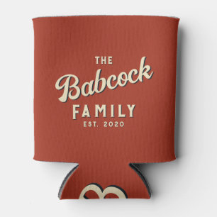 Burnt Sienna Retro Family Name & Year Can Cooler