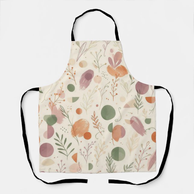 Burnt Terracotta Dusty Sage Boho Desert Fern Line  Apron (Front)