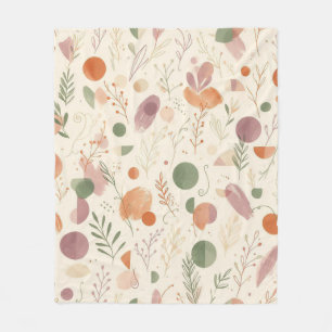 Burnt Terracotta Dusty Sage Boho Desert Fern Line  Fleece Blanket