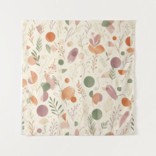 Burnt Terracotta Dusty Sage Boho Desert Fern Line Tapestry