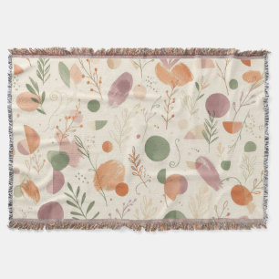 Burnt Terracotta Dusty Sage Boho Desert Fern Line  Throw Blanket