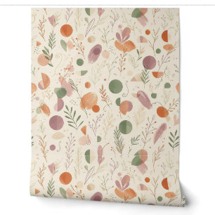 Burnt Terracotta Dusty Sage Boho Desert Fern Line Wallpaper