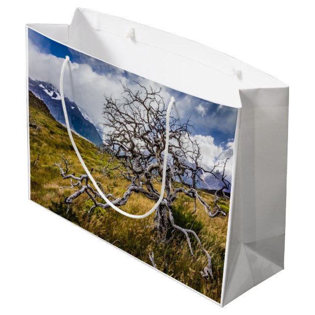 Burnt tree, Torres del Paine, Chile Large Gift Bag (Back Angled)