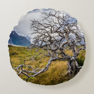 Burnt tree, Torres del Paine, Chile Round Cushion