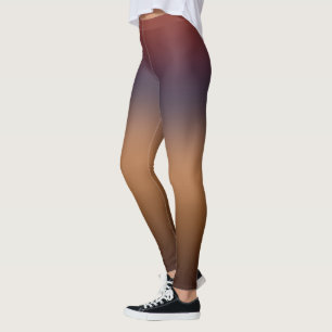 Burnt umber dark blue tan and brown gradient leggings