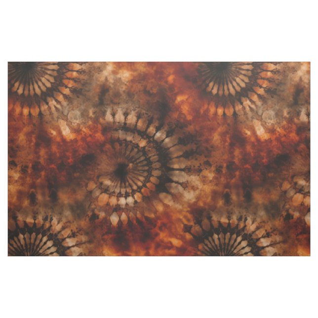 Burnt Umber Mandalas Tie Dye Fabric (Yard)