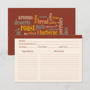 Burnt Umber Sayings Family Country Recipes Card