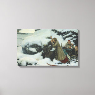 Burnt Village in Winter (by Albert Edelfelt) Canvas Print