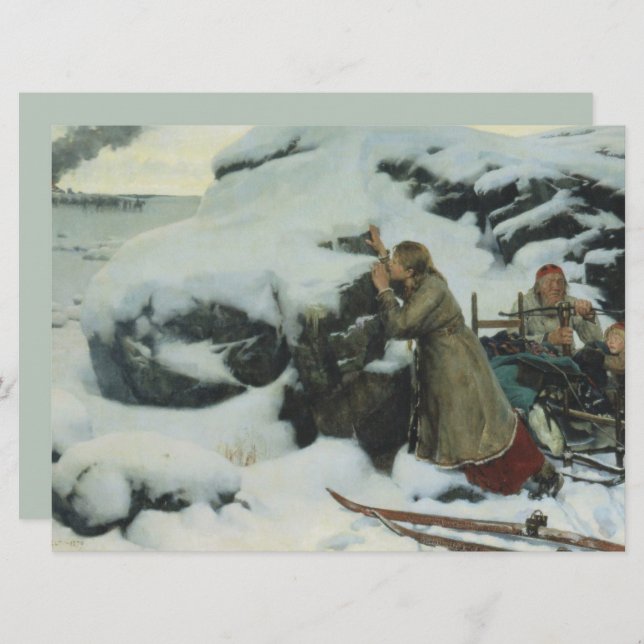 Burnt Village in Winter (by Albert Edelfelt) Card (Front/Back)