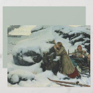 Burnt Village in Winter (by Albert Edelfelt) Card