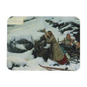 Burnt Village in Winter (by Albert Edelfelt) Magnet