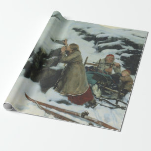 Burnt Village in Winter (by Albert Edelfelt) Wrapping Paper